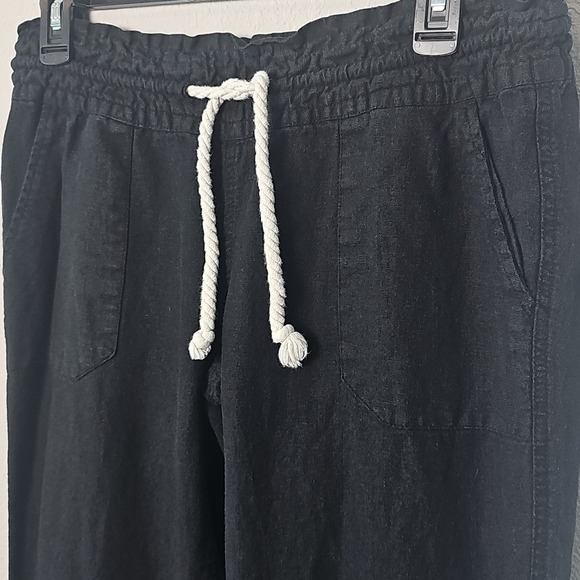Black Wide Leg Casual Pant With Rope Drawstring Size Small Womens - Picture 2 of 5